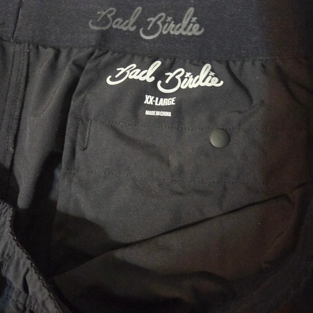 Bad Birdie Golf Shorts Men XXL Black Elastic Waist Drawstring Athletic Active